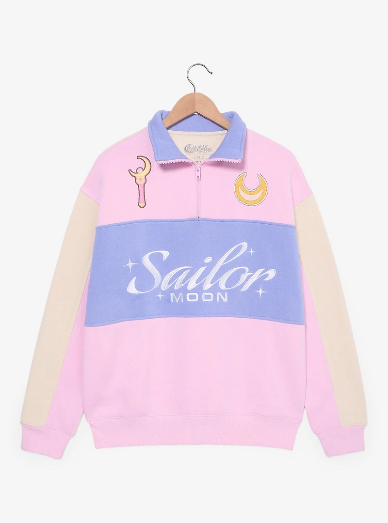 Sailor Moon Color Block Women's Quarter Zip Crewneck - BoxLunch Exclusive
