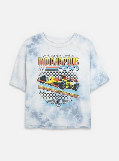 Indianapolis 500 Race Checker Tie Dye Crop Womens T-Shirt