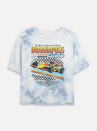 Indianapolis 500 Race Checker Tie Dye Crop Womens T-Shirt
