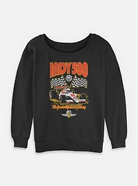 Indianapolis 500 Checkered Flags Racing Womens Slouchy Sweatshirt