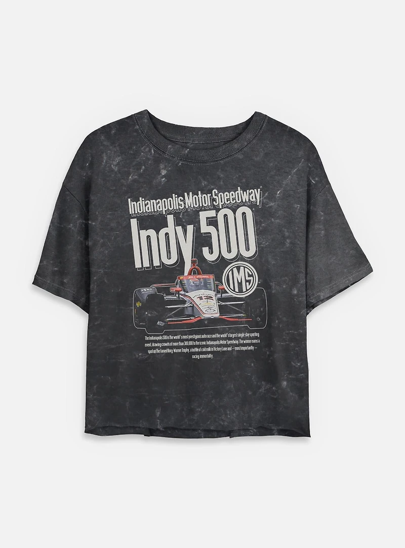 Indianapolis 500 Cover Ad Mineral Wash Womens Crop T-Shirt