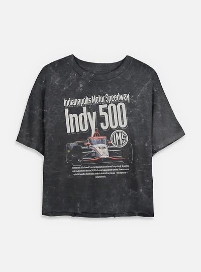 Indianapolis 500 Cover Ad Mineral Wash Womens Crop T-Shirt