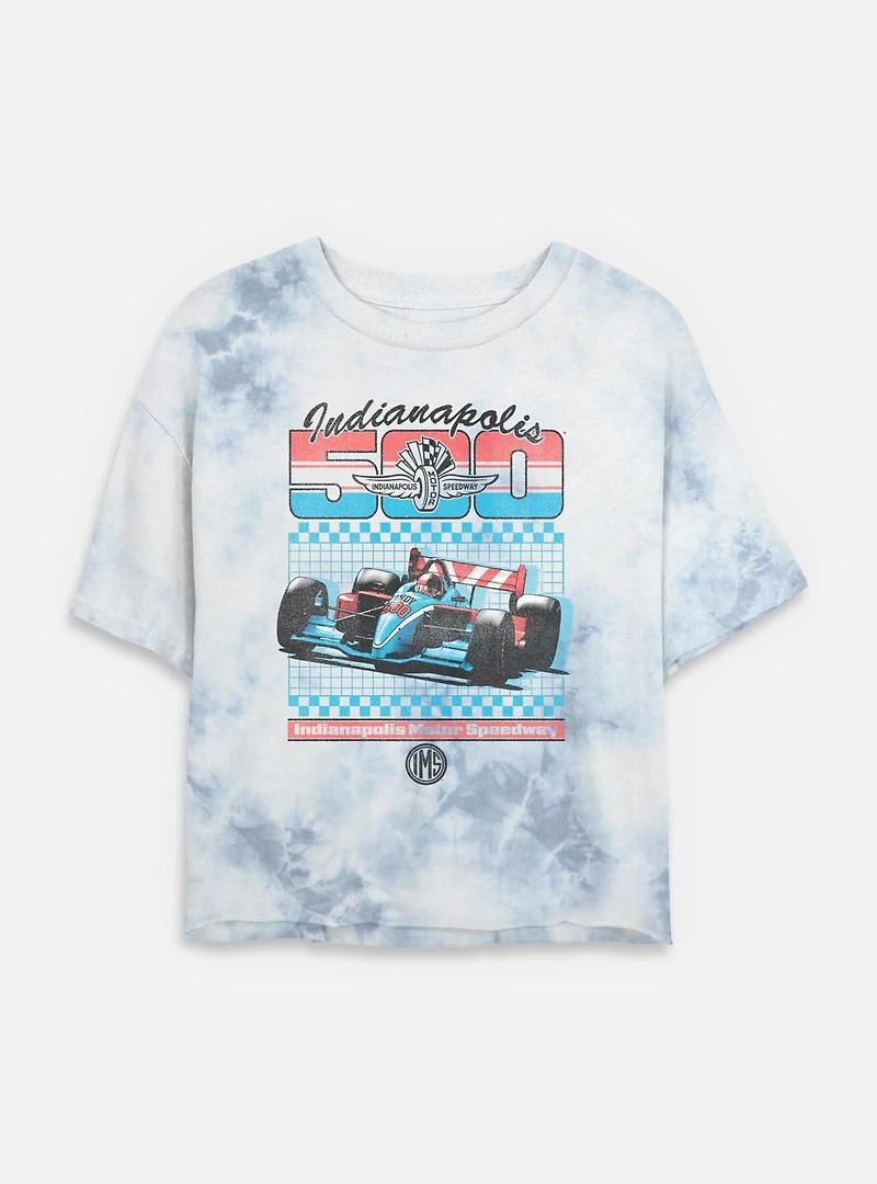 Indianapolis 500 Retro Sport Tie Dye Crop Womens T-Shirt