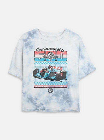 Indianapolis 500 Retro Sport Tie Dye Crop Womens T-Shirt