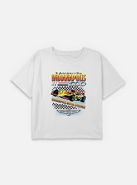 Indianapolis 500 Race Checker Youth Girls Boxy Crop T-Shirt