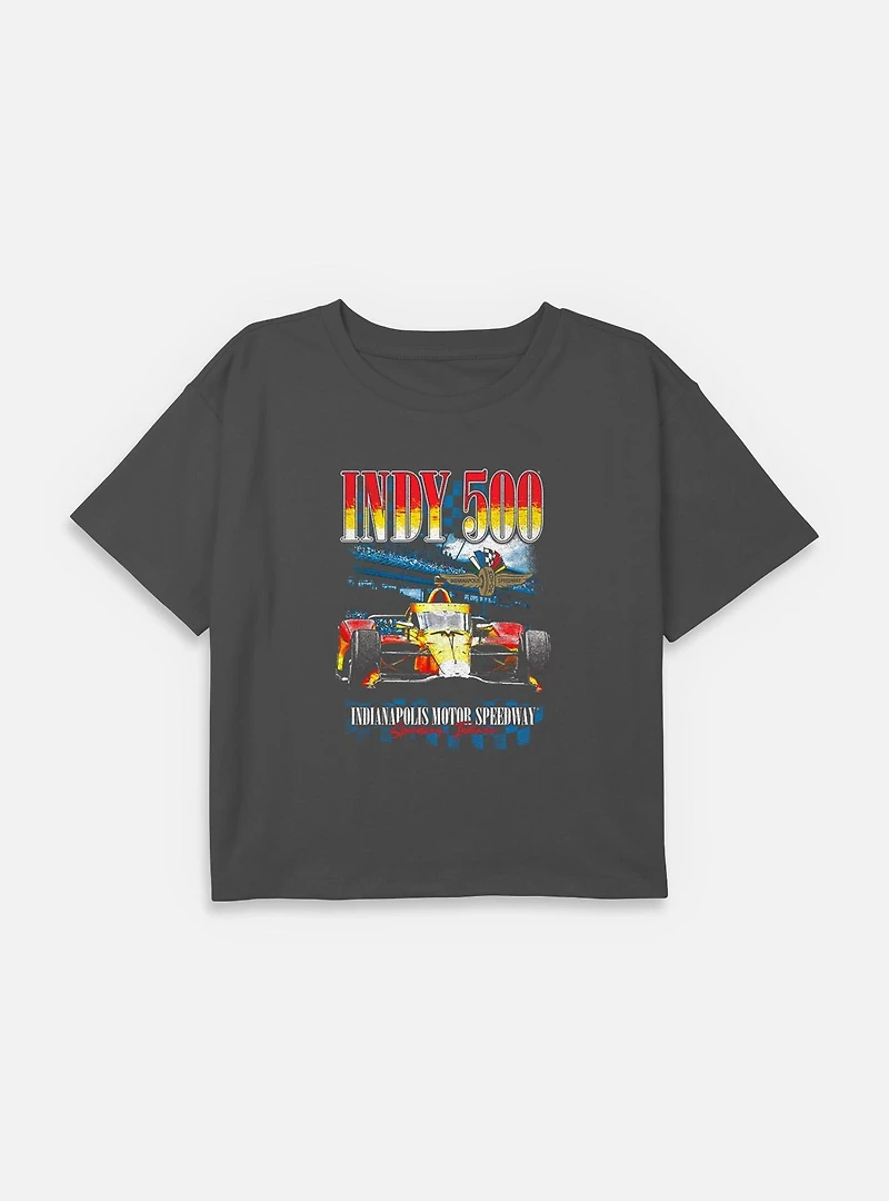 Indianapolis 500 Indy Crowd Youth Girls Boxy Crop T-Shirt