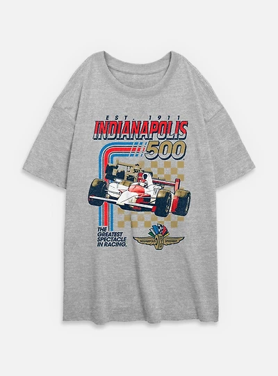 Indianapolis 500 Racing Stripes Womens Oversized T-Shirt