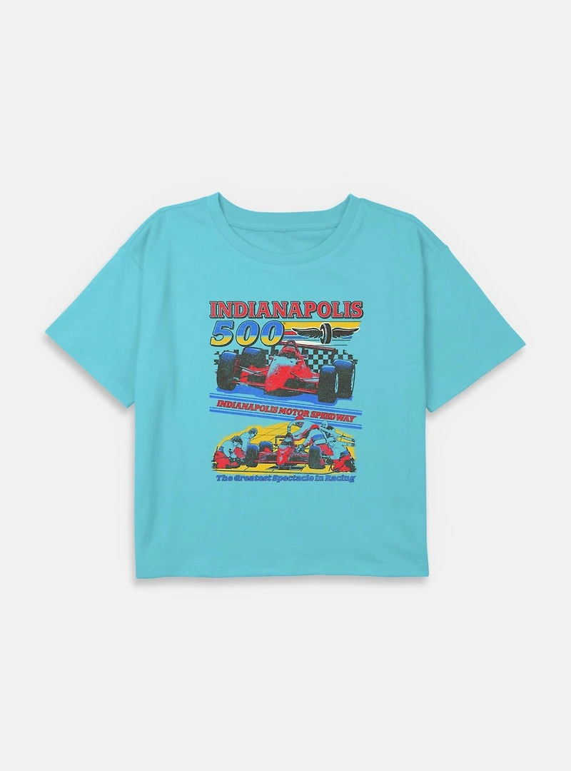 Indianapolis 500 Pit Stop Youth Girls Boxy Crop T-Shirt