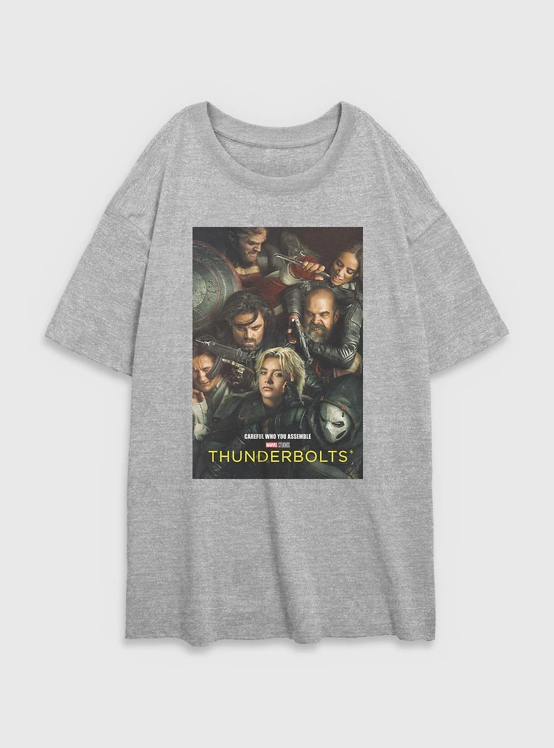 Marvel Thunderbolts* Team Poster Womens Oversized T-Shirt