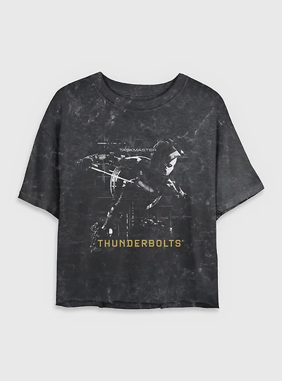 Marvel Thunderbolts* Taskmaster Silhouette Mineral Wash Womens Crop T-Shirt