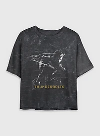 Marvel Thunderbolts* Taskmaster Silhouette Mineral Wash Womens Crop T-Shirt