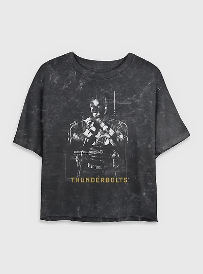 Marvel Thunderbolts* Red Guardian Silhouette Mineral Wash Womens Crop T-Shirt