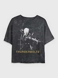 Marvel Thunderbolts* Ghost Silhouette Mineral Wash Womens Crop T-Shirt
