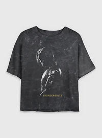 Marvel Thunderbolts* Bucky Barnes Winer Solider Shadows Mineral Wash Womens Crop T-Shirt