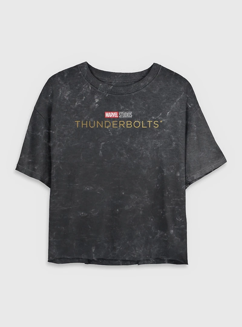 Marvel Thunderbolts* Logo Mineral Wash Womens Crop T-Shirt