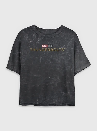 Marvel Thunderbolts* Logo Mineral Wash Womens Crop T-Shirt