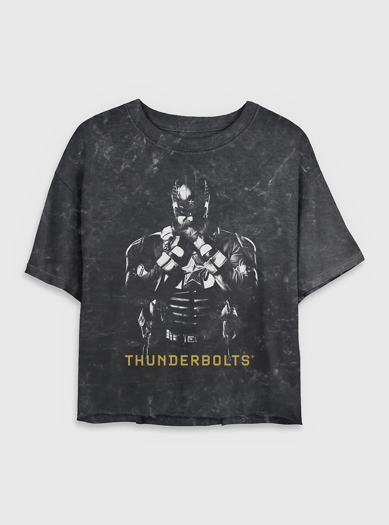 Marvel Thunderbolts* Red Guardian Shadows Mineral Wash Womens Crop T-Shirt