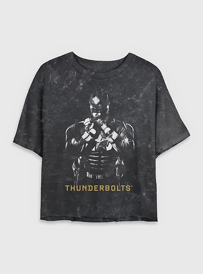 Marvel Thunderbolts* Red Guardian Shadows Mineral Wash Womens Crop T-Shirt