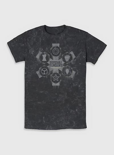 Marvel Thunderbolts* Disposable Delinquents Logos Mineral Wash T-Shirt