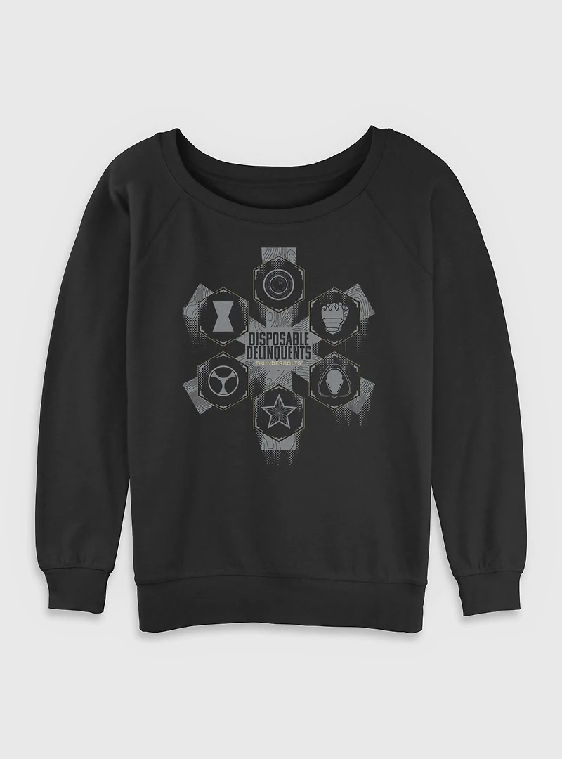 Marvel Thunderbolts* Disposable Delinquents Logos Womens Slouchy Sweatshirt