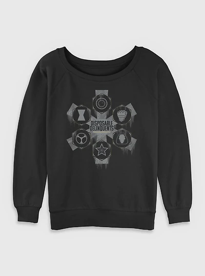 Marvel Thunderbolts* Disposable Delinquents Logos Womens Slouchy Sweatshirt
