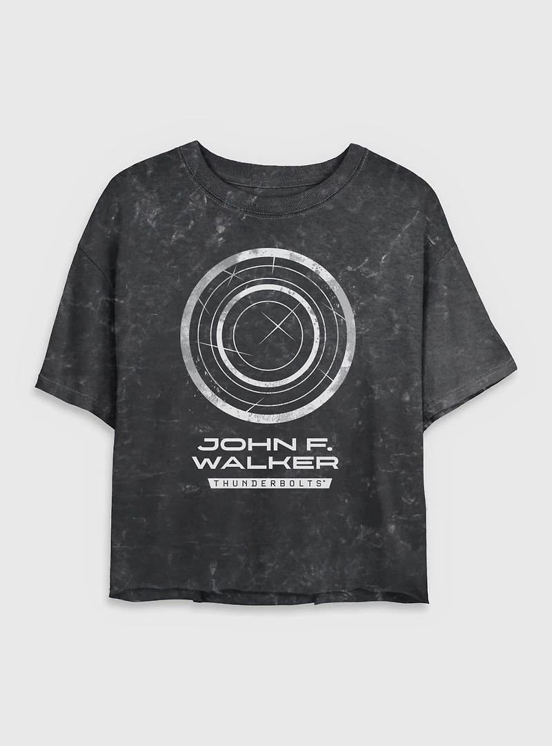 Marvel Thunderbolts* John Walker U.S. Agent Logo Mineral Wash Womens Crop T-Shirt