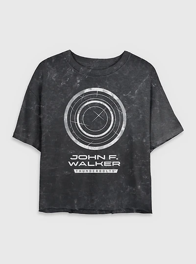 Marvel Thunderbolts* John Walker U.S. Agent Logo Mineral Wash Womens Crop T-Shirt