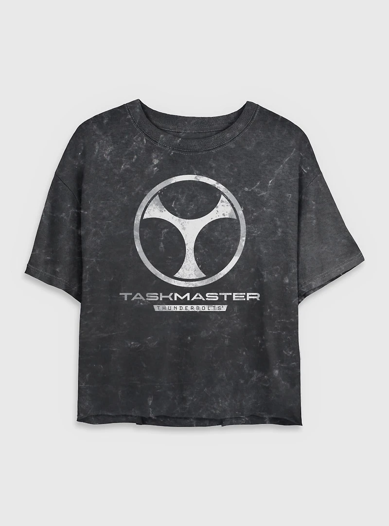 Marvel Thunderbolts* Taskmaster Logo Mineral Wash Womens Crop T-Shirt