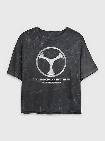Marvel Thunderbolts* Taskmaster Logo Mineral Wash Womens Crop T-Shirt