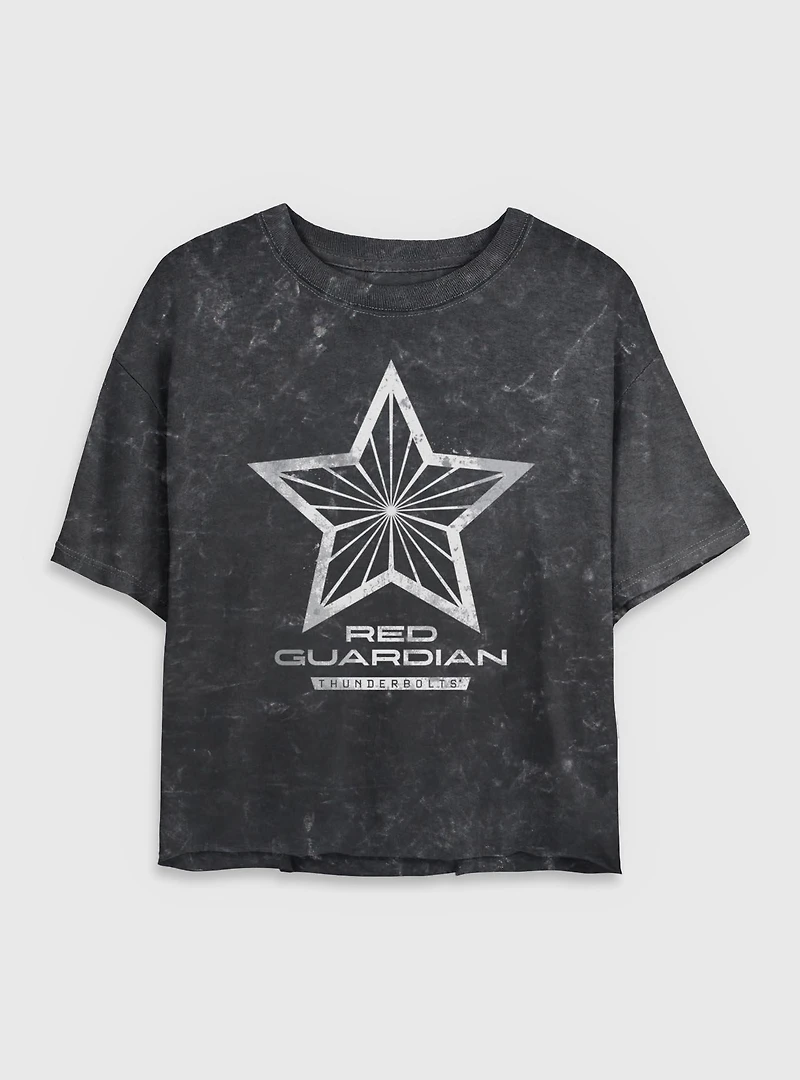Marvel Thunderbolts* Red Guardian Logo Mineral Wash Womens Crop T-Shirt