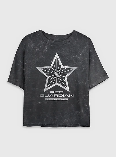 Marvel Thunderbolts* Red Guardian Logo Mineral Wash Womens Crop T-Shirt