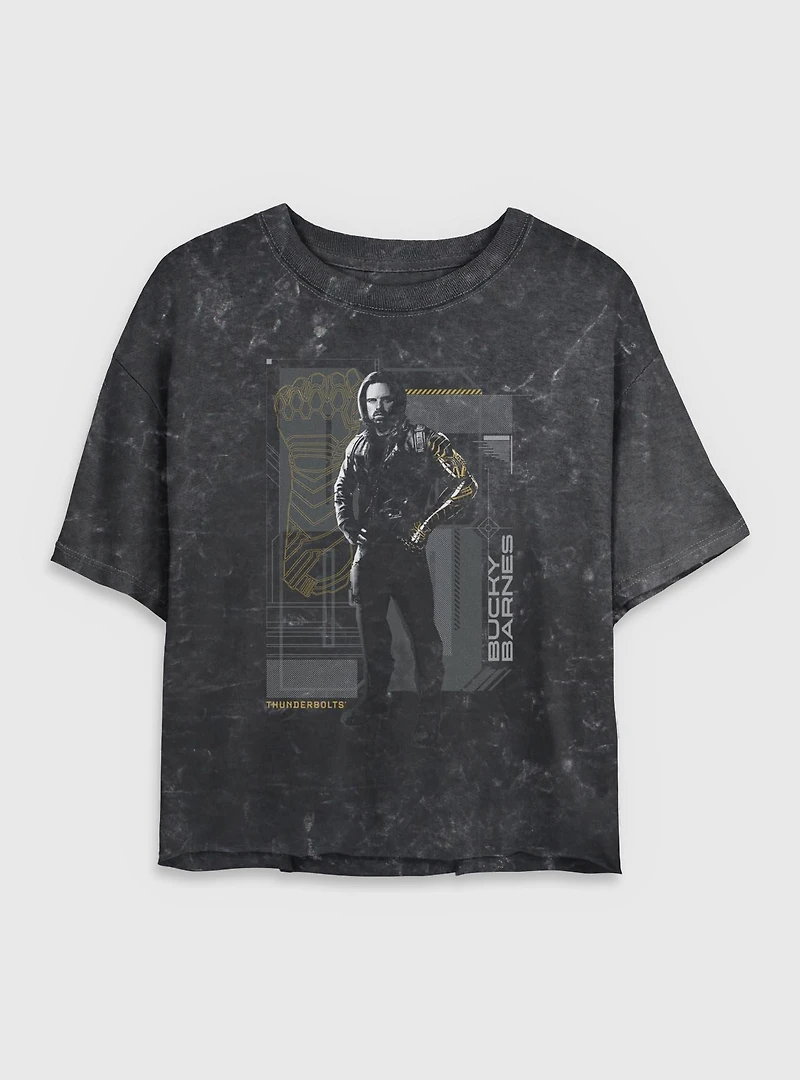 Marvel Thunderbolts* Bucky Barnes Winter Soldier Pose Mineral Wash Womens Crop T-Shirt