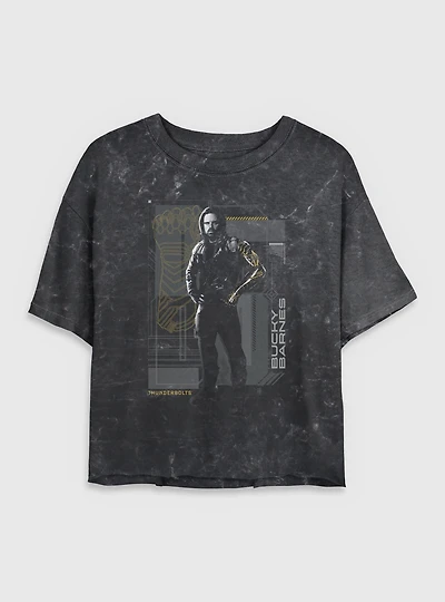 Marvel Thunderbolts* Bucky Barnes Winter Soldier Pose Mineral Wash Womens Crop T-Shirt