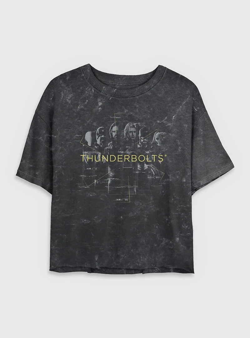 Marvel Thunderbolts* Team Members Mineral Wash Womens Crop T-Shirt