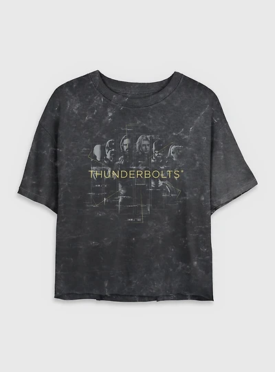 Marvel Thunderbolts* Team Members Mineral Wash Womens Crop T-Shirt