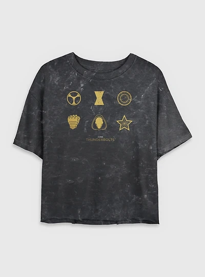 Marvel Thunderbolts* Member Icons Mineral Wash Womens Crop T-Shirt