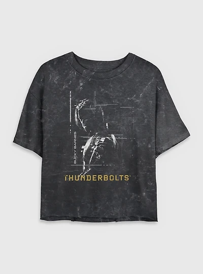 Marvel Thunderbolts* Bucky Barnes Winter Soldier Silhouette Mineral Wash Womens Crop T-Shirt