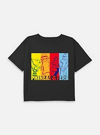 Disney Phineas and Ferb Color Panels Youth Girls Boxy T-Shirt
