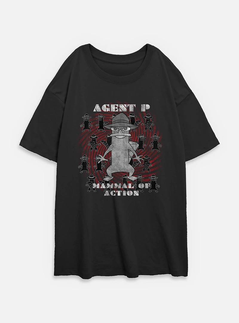 Disney Phineas and Ferb Agent P Mammal Of Action Womens Oversized T-Shirt