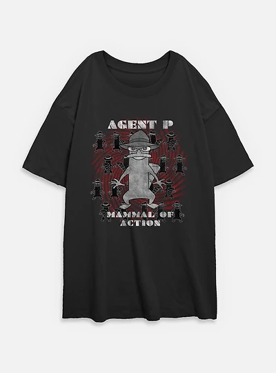 Disney Phineas and Ferb Agent P Mammal Of Action Womens Oversized T-Shirt