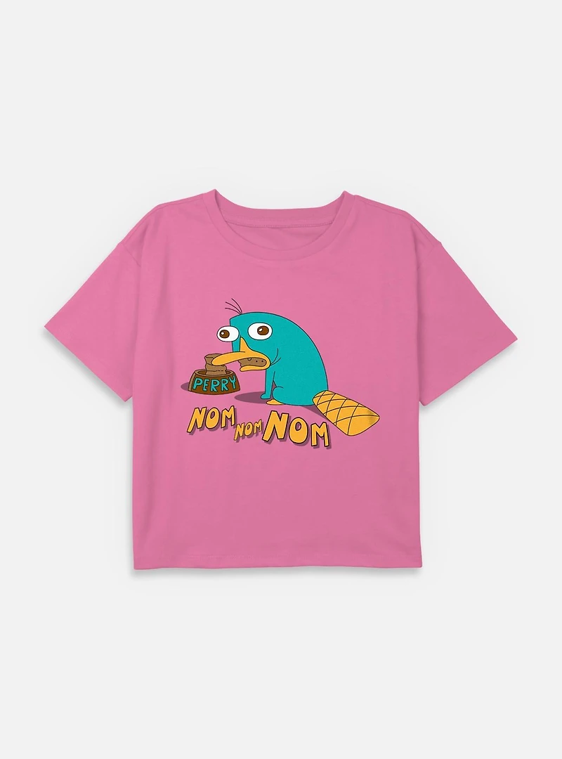 Disney Phineas and Ferb Perry The Platypus Num Nums Youth Girls Boxy T-Shirt