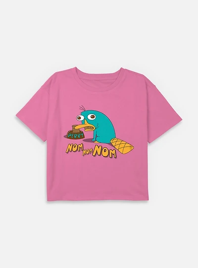 Disney Phineas and Ferb Perry The Platypus Num Nums Youth Girls Boxy T-Shirt