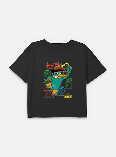Disney Phineas and Ferb O.W.C.A Agent P Youth Girls Boxy T-Shirt