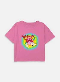 Disney Phineas and Ferb Color Logo Youth Girls Boxy T-Shirt
