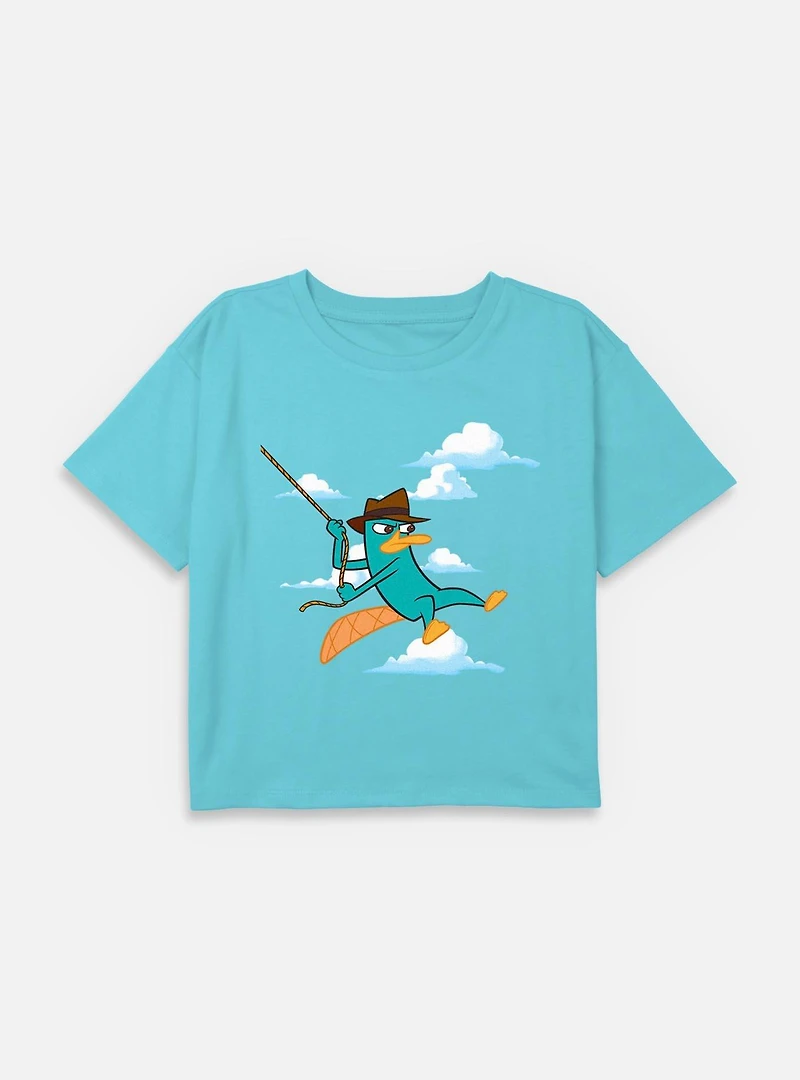 Disney Phineas and Ferb Agent P Swinging Into Action Youth Girls Boxy T-Shirt