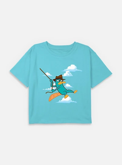 Disney Phineas and Ferb Agent P Swinging Into Action Youth Girls Boxy T-Shirt
