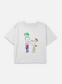 Disney Phineas and Ferb Boys Of Tie-Dye Youth Girls Boxy T-Shirt