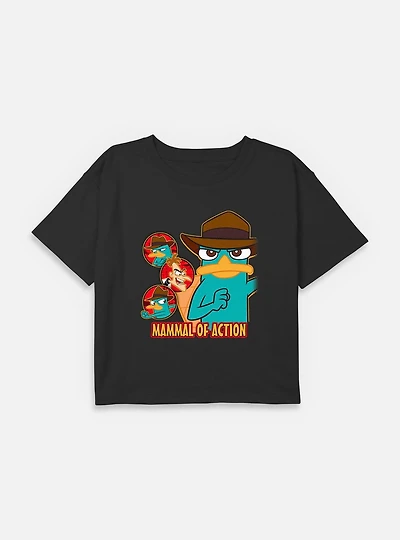 Disney Phineas and Ferb Mammal Of Action Agent P Youth Girls Boxy T-Shirt