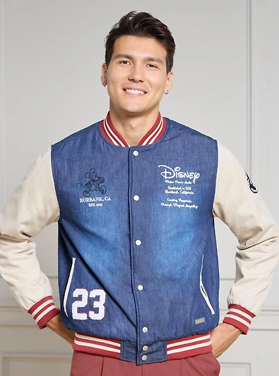 Disney Animation Denim Varsity Jacket (BoxLunch 10th Anniversary) — BoxLunch Exclusive