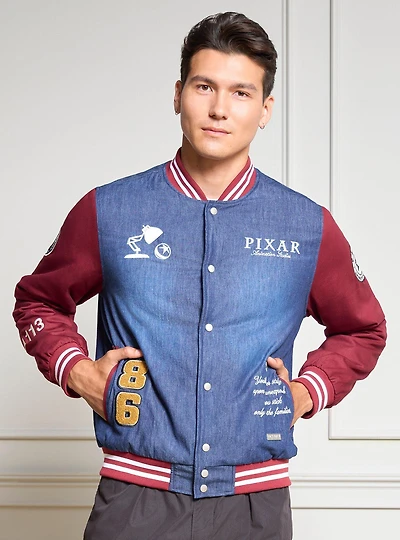 Pixar Studios Denim Varsity Jacket (BoxLunch 10th Anniversary) — BoxLunch Exclusive